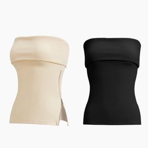 🌟 NEW COMMENSE BEIGE OR BLACK TUBE TOP WITH ZIPPER SIDES